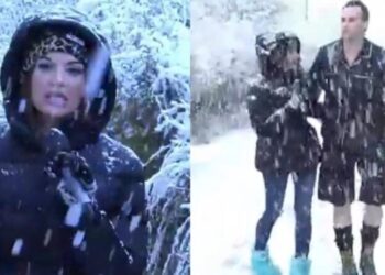 Alldaynews.gr Το τερμάτισε ο Φραγκολιάς: Η Τσιμτσιλή έκανε εκπομπή στα χιόνια κι αυτός βγήκε με το κοντομάνικο