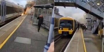 Η τρομακτική στιγμή που τρένο στην Αγγλία τυλίχτηκε στις φλόγες: Έτρεχαν πανικόβλητοι οι επιβάτες (video)