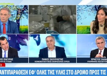 Alldaynews.gr «Μακελειό» στο πλατό του MEGA – Οι παρουσιαστές προσπαθούσαν με φωνές να σταματήσουν Πλεύρη και Σκουρλέτη που μιλούσαν ακατάπαυστα