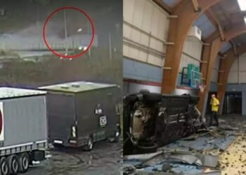 Τροχαίο σοκ: Βίντεο δείχνει αυτοκίνητο να εκτινάσσεται στον αέρα και να πέφτει σε γήπεδο μπάσκετ