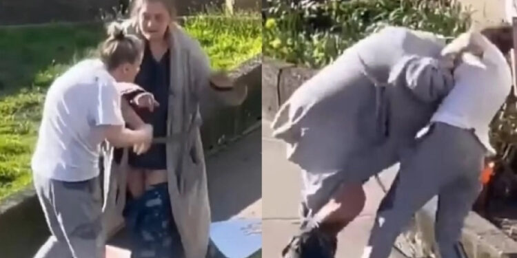 Alldaynews.gr Πιάστηκε μαλλί με μαλλί με την γειτόνισσα και κατέληξε να μείνει χωρίς παντελόνι (video)