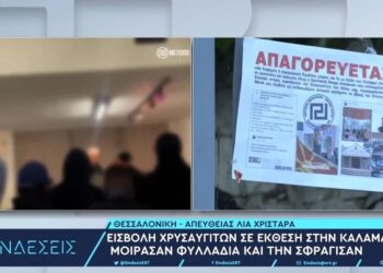 Χαμός στη Θεσσαλονίκη: Χρυσαυγίτες μπούκαραν στην έκθεση καλλιτέχνη και τη διέλυσαν (video)
