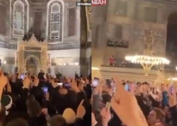 Ντροπιαστικές εικόνες στην Τουρκία: Εκατοντάδες οπαδοί του Ερντογάν πανηγύρισαν προκλητικά μέσα στην Αγία Σοφία (video)