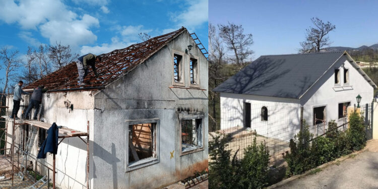 Συγκίνηση: Ξαναέφτιαξαν το σπίτι του Νικολαΐδη που κάηκε – Ο Μανωλάς και παλαίμαχοι της ΑΕΚ (φωτο)