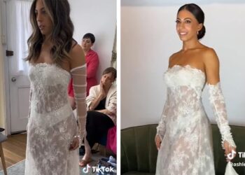 Το see-through νυφικό και το μήνυμα της νύφης για την αγέννητη κόρη της – «Βροχή» τα επικριτικά σχόλια