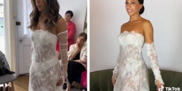 Το see-through νυφικό και το μήνυμα της νύφης για την αγέννητη κόρη της – «Βροχή» τα επικριτικά σχόλια
