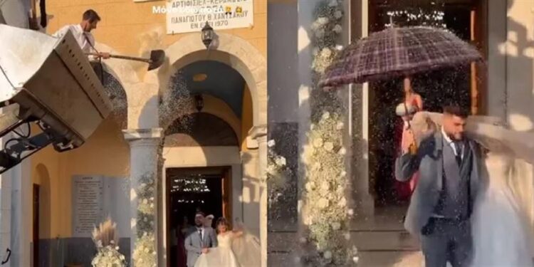 Alldaynews.gr Το πήγαν σε άλλο επίπεδο: Τους έριχναν ρύζι με φτυάρια από εκσκαφέα! (video)