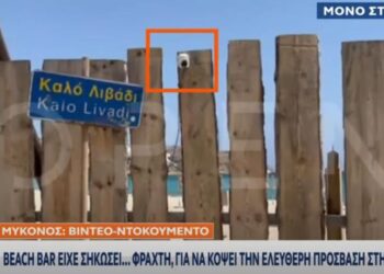 Ό,τι θέλουν κάνουν στη Μύκονο: Beach Bar είχε σηκώσει φράκτη με κάμερες και μικρόφωνα – Καταγγελία δικηγόρου (video)