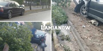 Alldaynews.gr Λαμία: Τον πήρε ο ύπνος στο τιμόνι καβάλησε το κράσπεδο και έκοψε δέντρα
