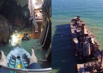 Δεν πίστευε στα μάτια του: Άνδρας μπήκε με το κανό του σε εγκαταλελειμμένο πλοίο και κατέγραψε απίστευτες εικόνες