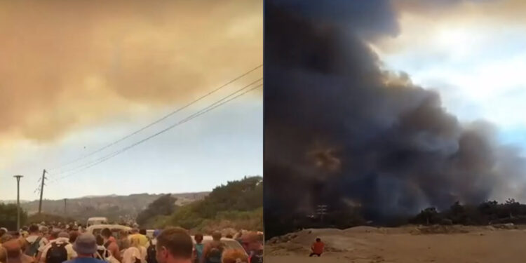 Καίγεται η Ρόδος-Εκκενώθηκαν χωριά! Στις φλόγες τρία ξενοδοχεία-Εγκλωβισμένοι παραμένουν οι πυροσβέστες στη Μονή Υψενής[video]