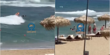 Ηράκλειο: Ναυαγοσώστης έσωσε μητέρα και κόρη που πνιγόντουσαν – Καρέ καρέ η διάσωση[video]