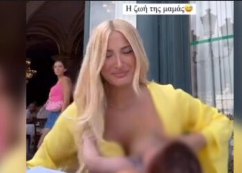 Ιωάννα Τούνη: Θηλάζει τον γιο της σε καφετέρια στο Μόντε Κάρλο! Χαμός στο Twitter[video]