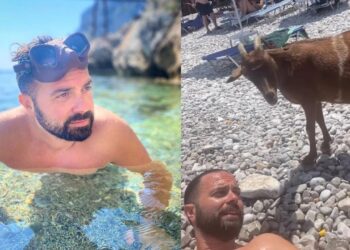 Επική στιγμή! Ο Ηλίας Βρεττός ταΐζει κατσίκες στην παραλία
