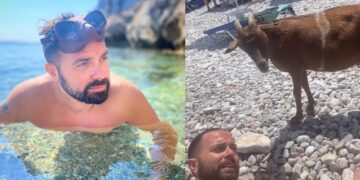 Alldaynews.gr Επική στιγμή! Ο Ηλίας Βρεττός ταΐζει κατσίκες στην παραλία