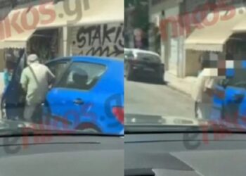 Αθήνα – Καύσωνας: Με 43 βαθμούς ηλικιωμένος καταβάλλει προσπάθεια για να οδηγήσει (φωτο, video)