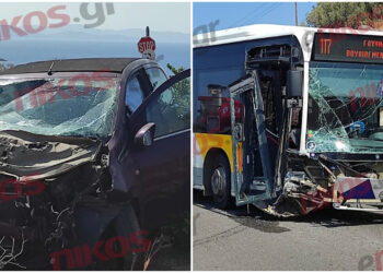 Βάρκιζα: Τρομακτικό τροχαίο στα Λιμανάκια – Αυτοκίνητο συγκρούστηκε με λεωφορείο