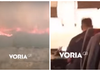 Λεωφορείο που μεταφέρει πυροσβέστες περνά μέσα από τις φλόγες – Ανατριχιαστικό ΒΙΝΤΕΟ