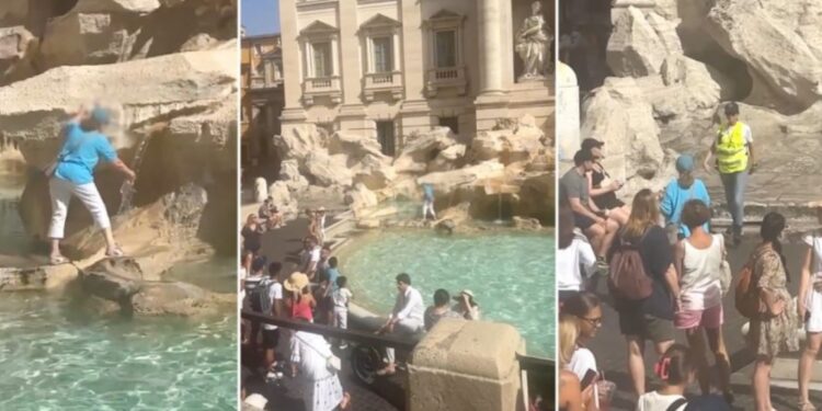Ρώμη: Τουρίστρια μπήκε ατάραχη στη Φοντάνα ντι Τρέβι για να… γεμίσει με νερό το μπουκάλι της[video]