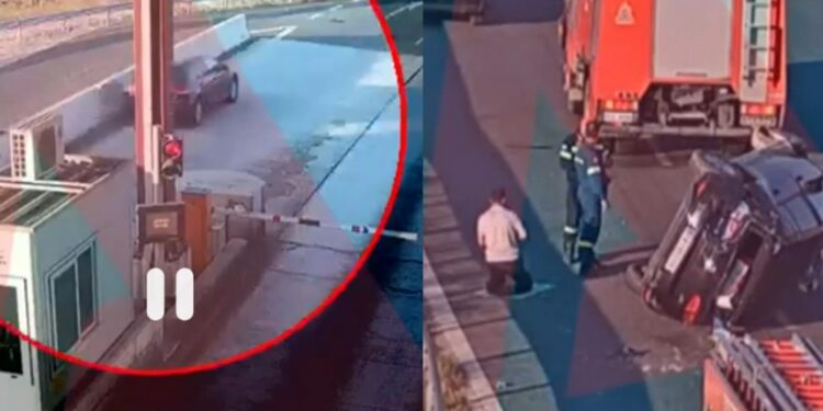 Τούρκος οδηγός σπάει τις μπάρες διοδίων στον Λαγκαδά με ιλιγγιώδη ταχύτητα, βγάζει χαλάκι να προσευχηθεί και επιτίθεται σε πυροσβέστες[video]