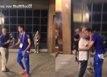 Μίλτος Τεντόγλου: Απέφυγε τον χαιρετισμό του αρχηγού της αποστολής του ΣΕΓΑΣ για να αγκαλιάσει τον παππού του[video]
