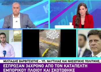 Alldaynews.gr Μιλτιάδης Βαρβιτσιώτης για επιβάτη Blue Horizon: Ο 36χρονος που πνίγηκε είχε επιβιβαστεί νωρίτερα και προσπαθούσε να ξαναμπεί