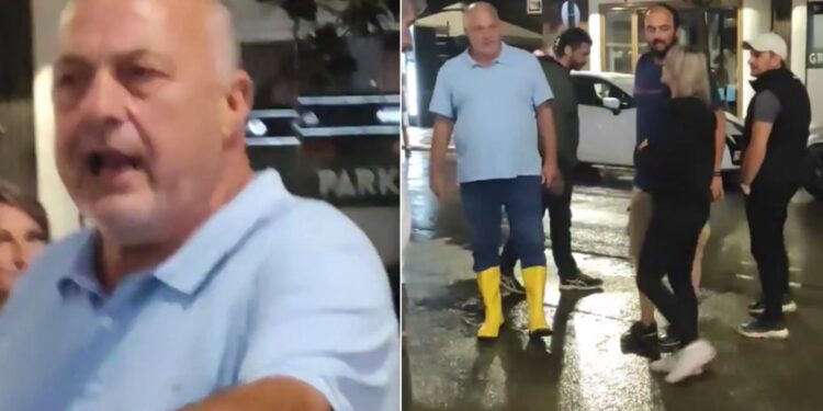 Χαμός στο Βόλο: Ο Μπέος καταβρέχει με τη μάνικα πολιτικό του αντίπαλο[video]