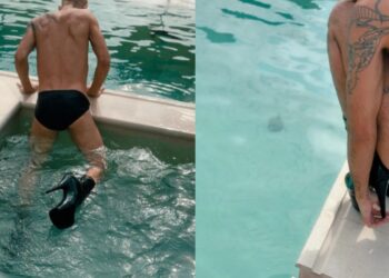 Τάσος Ξιαρχό: Με ψηλά τακούνια στην πισίνα