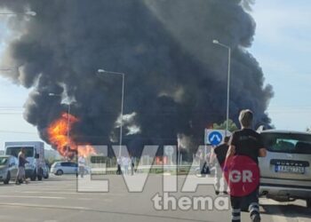 Μεγάλη Φωτιά σε εργοστάσιο στη Ριτσώνα – Φόβος για έκρηξη στο σημείο! Ισχυρές δυνάμεις της Πυροσβεστικής