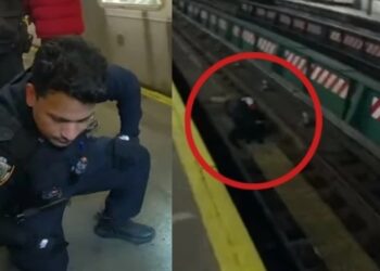 Η σοκαριστική στιγμή που αστυνομικοί έσωσαν άνδρα που έπεσε στις ράγες του τρένου: Γλίτωσαν την τελευταία στιγμή (video)