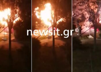 Η στιγμή που το αυτοκίνητο του 44χρονου τυλίγεται στις φλόγες – «Ήταν σταθμευμένο πολλή ώρα» περιέγραψαν γείτονες