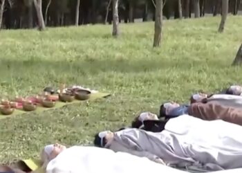 Νέα μόδα στη Λάρισα: Ξαπλώνουν κατάχαμα στο γρασίδι και χαλαρώνουν με μπολ που… τραγουδούν (video)