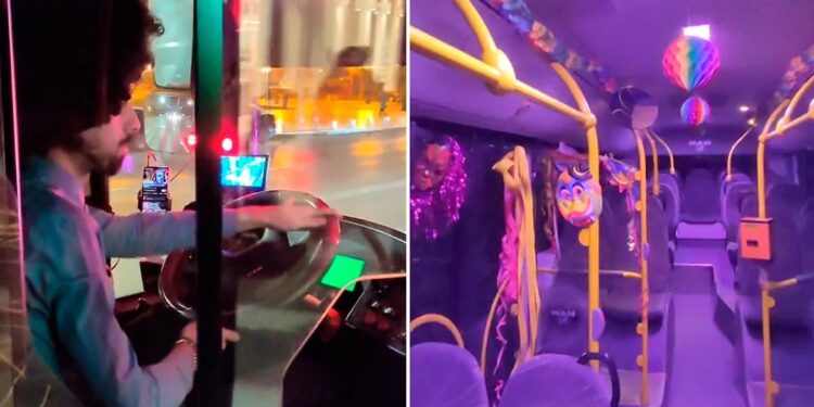 Viral βίντεο: Οδηγός στη Θεσσαλονίκη στόλισε με αποκριάτικα το λεωφορείο του (video)