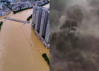 Ποτάμια νερού «καταπίνουν» τα πάντα και βυθίζουν ολόκληρες πόλεις – Τρομακτικές εικόνες από τις πλημμύρες στην Κίνα