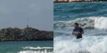 Alldaynews.gr Λεβέντης Κρητικός κολυμπά μέχρι την απέναντι βραχονησίδα για να βάλει την ελληνική σημαία: «Στη μνήμη όσων αγωνίστηκαν»
