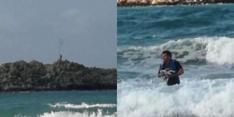 Alldaynews.gr Λεβέντης Κρητικός κολυμπά μέχρι την απέναντι βραχονησίδα για να βάλει την ελληνική σημαία: «Στη μνήμη όσων αγωνίστηκαν»