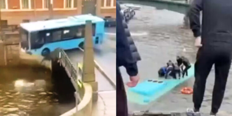 Βίντεο σοκ από την Αγία Πετρούπολη – Λεωφορείο με 20 επιβάτες πέφτει σε ποτάμι, τουλάχιστον 4 νεκροί