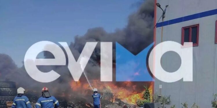 Alldaynews.gr Φωτιά στη βιομηχανική ζώνη στη Ριτσώνα: Καίγεται το εργοστάσιο Παπουτσάνη (φωτο, video)