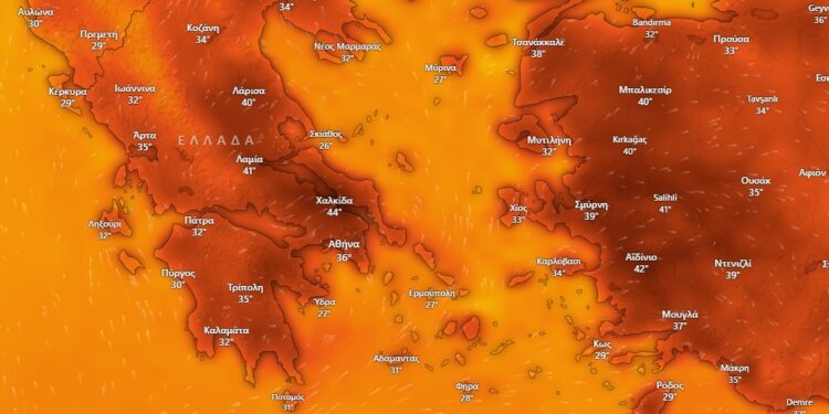 Alldaynews.gr Έκτακτο δελτίο της ΕΜΥ για τον καύσωνα: «Μαύρισε» ο χάρτης με τις θερμοκρασίες – Που θα έχει 44άρια
