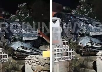 Τροχαίο ατύχημα σοκ: Αυτοκίνητο έπεσε από ύψος 20 μέτρων και βρέθηκε σε αυλή σπιτιού (φωτο)