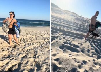 Η στιγμή που έγκυος γυναίκα πιάνει στα πράσα τον σύζυγό της με μια άλλη στην παραλία