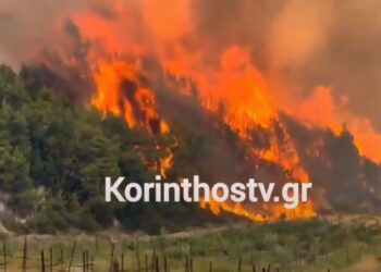 Ανεξέλεγκτη φωτιά τώρα στην Κορινθία: 140 πυροσβέστες, 11 αεροσκάφη και 5 ελικόπτερα στη μάχη με τις φλόγες