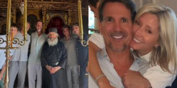 Παύλος – Μαρί Σαντάλ: Με τα 5 παιδιά τους στην Αμοργό! Επίσκεψη στην Παναγία Χοζοβιώτισσα