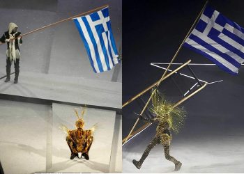 Ανατριχιαστικό: Η ελληνική σημαία και ο «Ύμνος εις την Ελευθερίαν» στο επίκεντρο της τελετής λήξης των Ολυμπιακών Αγώνων