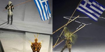 Ανατριχιαστικό: Η ελληνική σημαία και ο «Ύμνος εις την Ελευθερίαν» στο επίκεντρο της τελετής λήξης των Ολυμπιακών Αγώνων