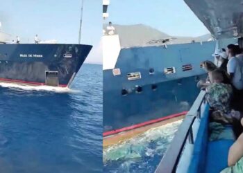 Alldaynews.gr Τpόμος για τους επιβάτες του πλοίου Nidri Star 1 – Παραλίγο να πέσει πάνω τους άλλο μεγάλο πλοίο
