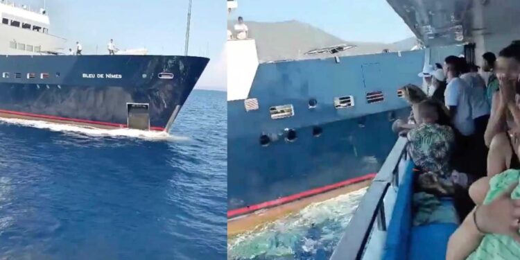 Alldaynews.gr Τpόμος για τους επιβάτες του πλοίου Nidri Star 1 – Παραλίγο να πέσει πάνω τους άλλο μεγάλο πλοίο