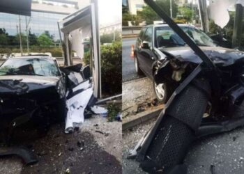 Σφοδρό τροχαίο στην Κηφισίας: ΙΧ «καρφώθηκε» σε στάση λεωφορείου! (φωτο, video)