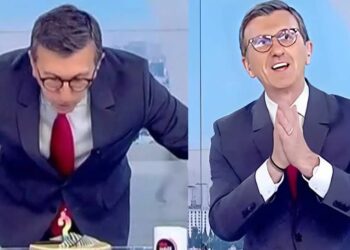 Μεγάλες στιγμές στο πλατό του ΣΚΑΪ – Έσβησε κεράκια στον «αέρα» ο Άρης Πορτοσάλτε