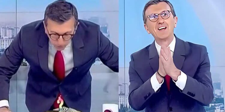 Μεγάλες στιγμές στο πλατό του ΣΚΑΪ – Έσβησε κεράκια στον «αέρα» ο Άρης Πορτοσάλτε